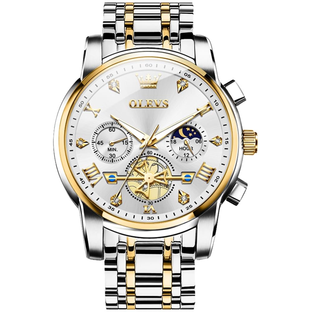 HOTOLEVS Watch Men Waterproof Stainless Steel Quartz Chronograph Analog Watch
