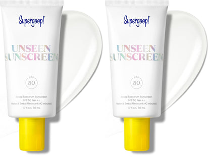 HOTSupergoop! Unseen Sunscreen - SPF 50 - Clear & Invisible Face Sunscreen + Broad Spectrum + Makeup-Gripping Primer - Weightless, Scentless, Oil Free