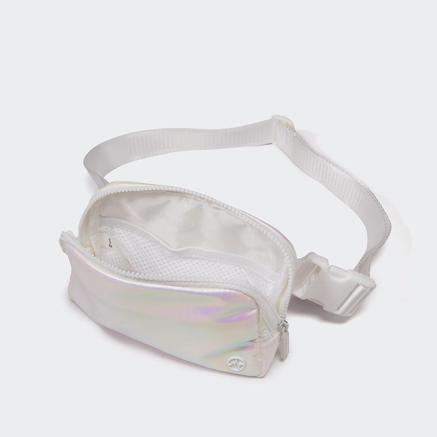 HOTPander Two Way Zipper Fanny Pack Nylon Everywhere Belt Bag for Women, Water Repellent Waist Packs, Crossbody Bags with Adjustable Strap(Iridescent).