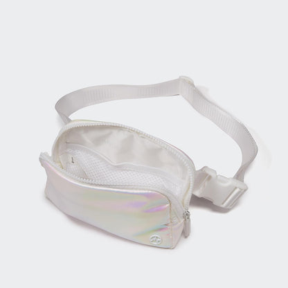HOTPander Two Way Zipper Fanny Pack Nylon Everywhere Belt Bag for Women, Water Repellent Waist Packs, Crossbody Bags with Adjustable Strap(Iridescent).