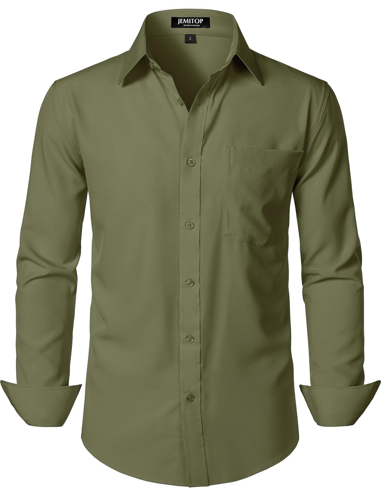 HOTJEMITOP Men Stretch Business Casual Dress Shirts | Regular Fit, Formal, Long Sleeve, Button Down, Tuxedo, Wedding, Prom, with Pocket