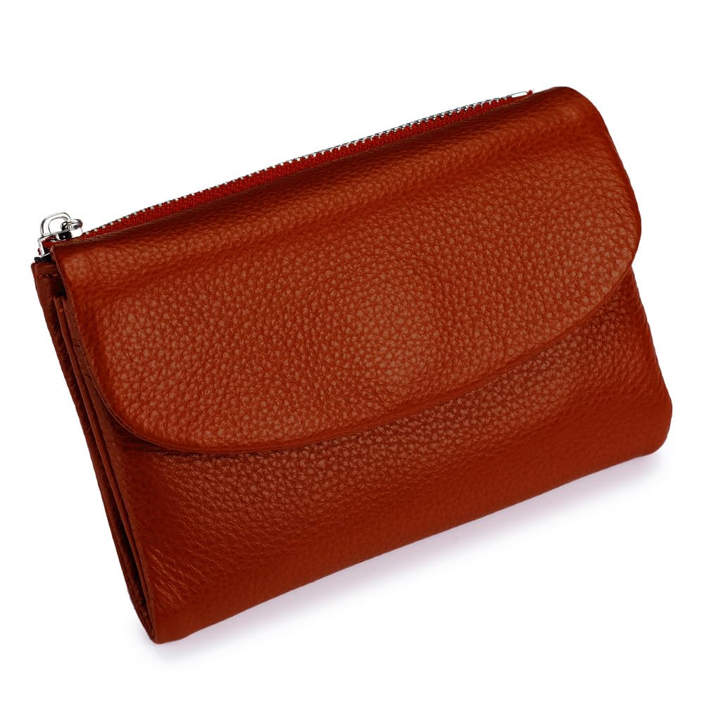HOTLECDOA Unisex Pebble Leather Wallet, Short Genuine Leather Coin and Card Wallet, Small Wallets for Women, Suitable for Coins and Cards (#15)