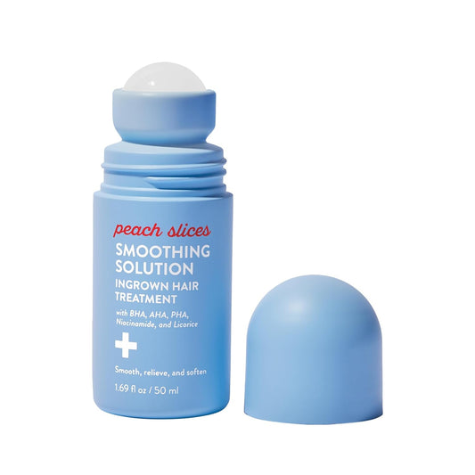 HOTPeach Slices - Smoothing Solution Ingrown Hair Treatment (1.69 oz) - Smooth, Relieve, Soften Skin - 360 Roller - BHA, AHA, PHA, Niacinamide, Licorice - Vegan & Cruelty Free - Korean Skin Care & Beauty