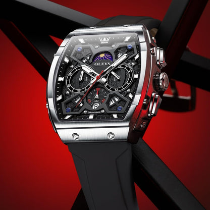 HOTOLEVS Watch Men Luxury Casual Square Skeleton Chronograph Watches