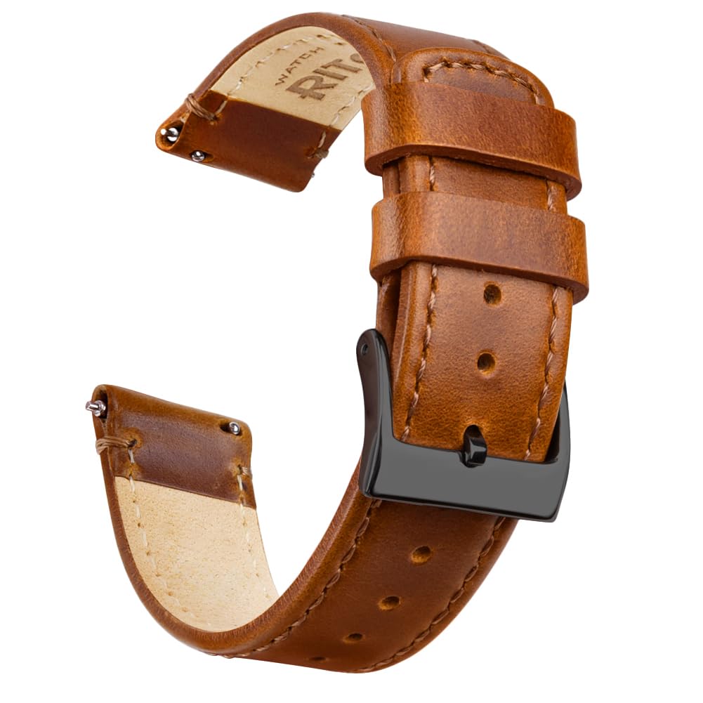 HOTRitche Christmas Gift Quick Release Leather Watch Band Leather Watch Strap 18mm 19mm 20mm 21mm 22mm 23mm or 24mm for Men and Women, White Elephant Gifts, Stocking Stuffers For Men