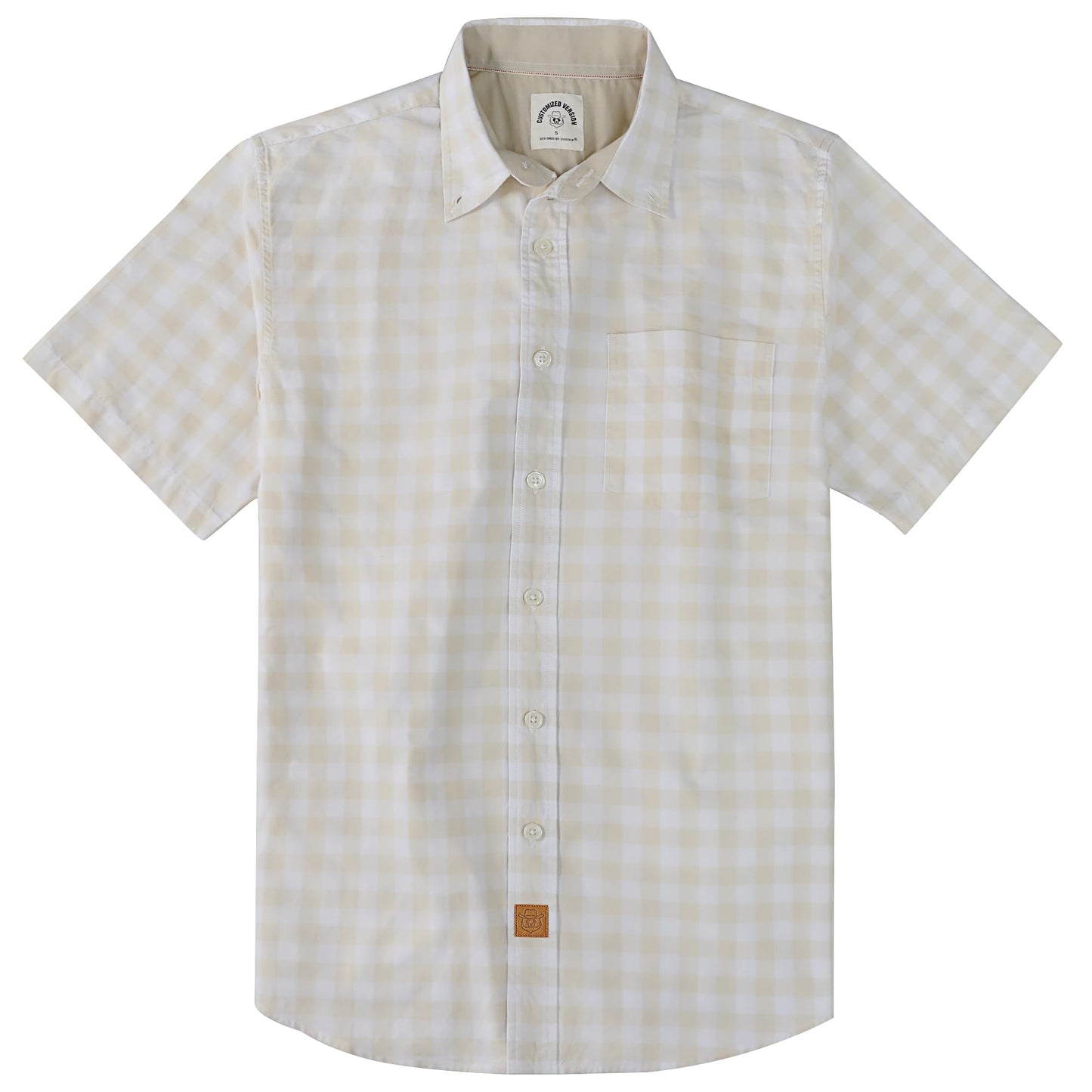 HOTDubinik® Mens Short Sleeve Button Down Shirts 100% Cotton Plaid Men's Casual Button-Down Shirts with Pocket