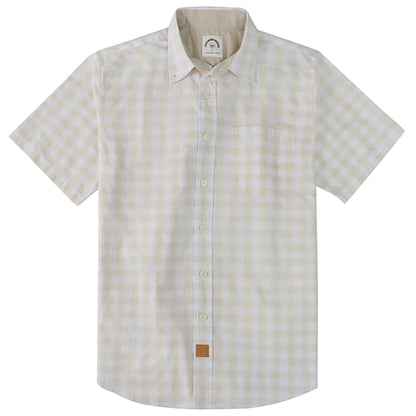 HOTDubinik® Mens Short Sleeve Button Down Shirts 100% Cotton Plaid Men's Casual Button-Down Shirts with Pocket