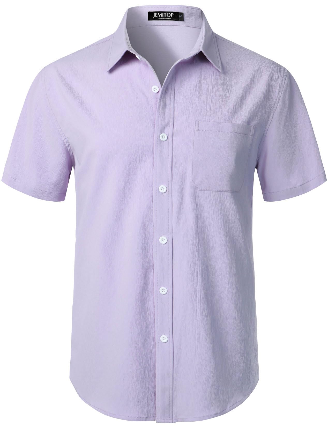 HOTJEMITOP Mens Stretch Wrinkle Free Texture Shirts | Lightweight, Summer, Beach, Stylish, Button Down, Short Sleeve, Casual, Vacation