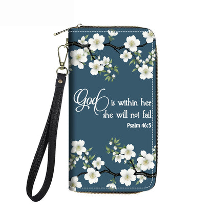 HOTWomen's Large Capacity Wallet PU Leather Double Zipper Clutch Purse Multifunctional Wallet with Removable Wristlet Strap for Smart Phone/Coin/Card/Cash, Floral Quotes Bible Verse Philippians 4-13