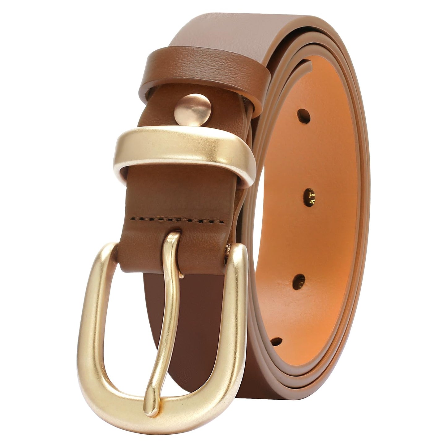 HOTWomens Belts for Jeans 1.1" Width Ladies Belts for Dresses Full Grain Leather Gold Buckle Belt Gift Box