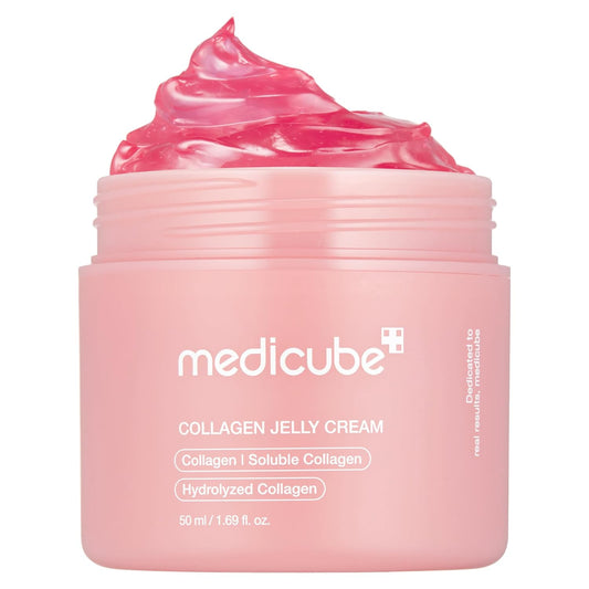 HOTmedicube Collagen Jelly Cream- Niacinamide & Freeze-Dried Hydrolyzed Collagen - Boosts skin's barrier hydration and gives 24h Glow & Lifted Look - Korean skincare (1.69 Fl Oz (Pack of 1)) | Freeze-Dried Hydrolyzed Collagen for Skin Barrier Hydration, 2