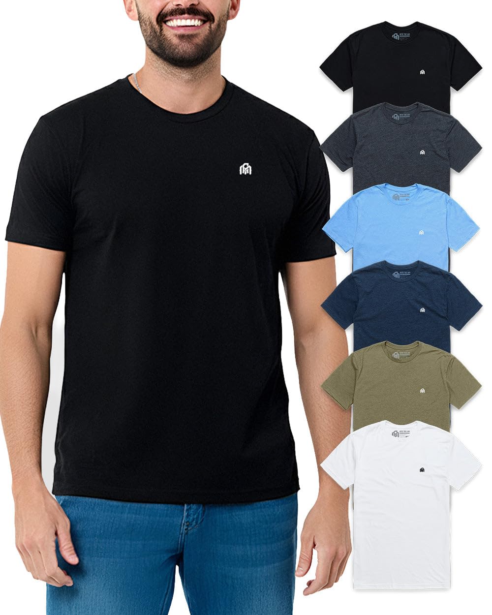 HOTMens T Shirts Soft Cotton Crew Neck Athletic Fit Casual Tees S-4XL | Soft cotton blend casual tee shirts with 4-way stretch - tag-free athletic fit for gym, work & casual wear. A go-to gift.