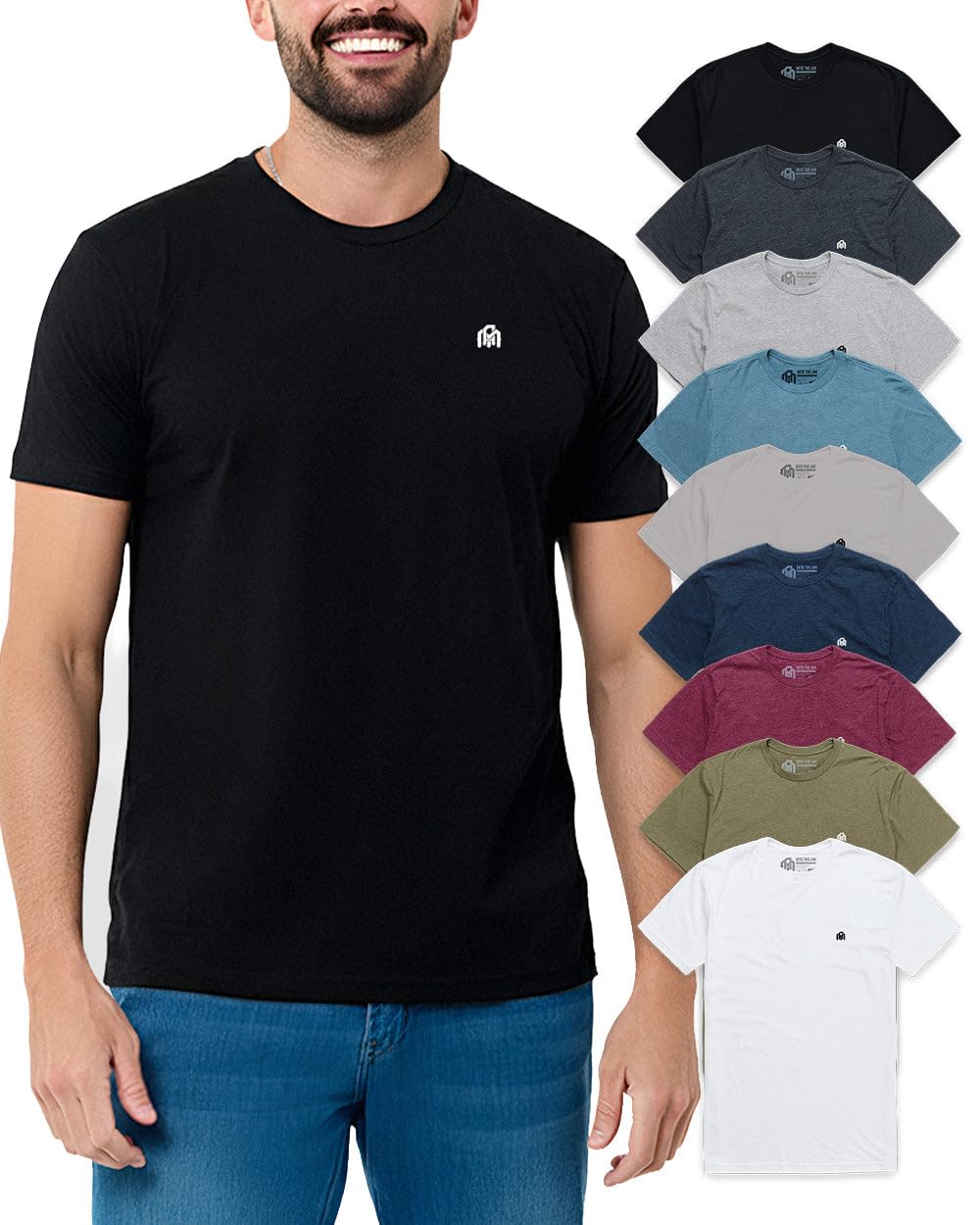 HOTMens T Shirts Soft Cotton Crew Neck Athletic Fit Casual Tees S-4XL | Soft cotton blend casual tee shirts with 4-way stretch - tag-free athletic fit for gym, work & casual wear. A go-to gift.