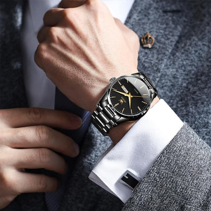 HOTOLEVS Mens Gold Watches Waterproof Stainless Steel Lightweight Watch with Date Classic Luxury Dress Watch for Men Gold White Blue Green Dial