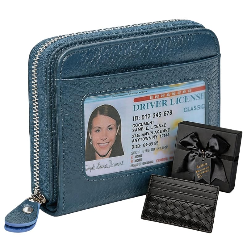 HOTGenuine Leather Wallet for Women & Men, RFID Blocking Bifold with ID Window and Multiple Card Pockets (Aa-Light pink)