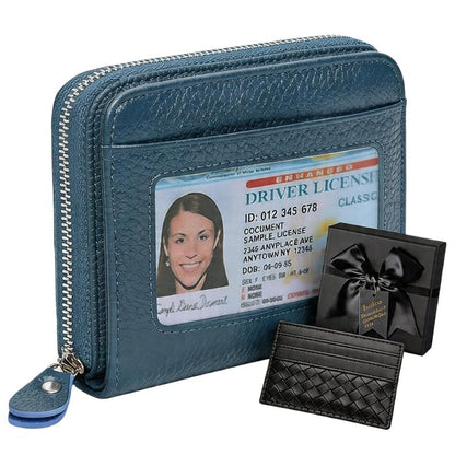 HOTGenuine Leather Wallet for Women & Men, RFID Blocking Bifold with ID Window and Multiple Card Pockets (Aa-Light pink)