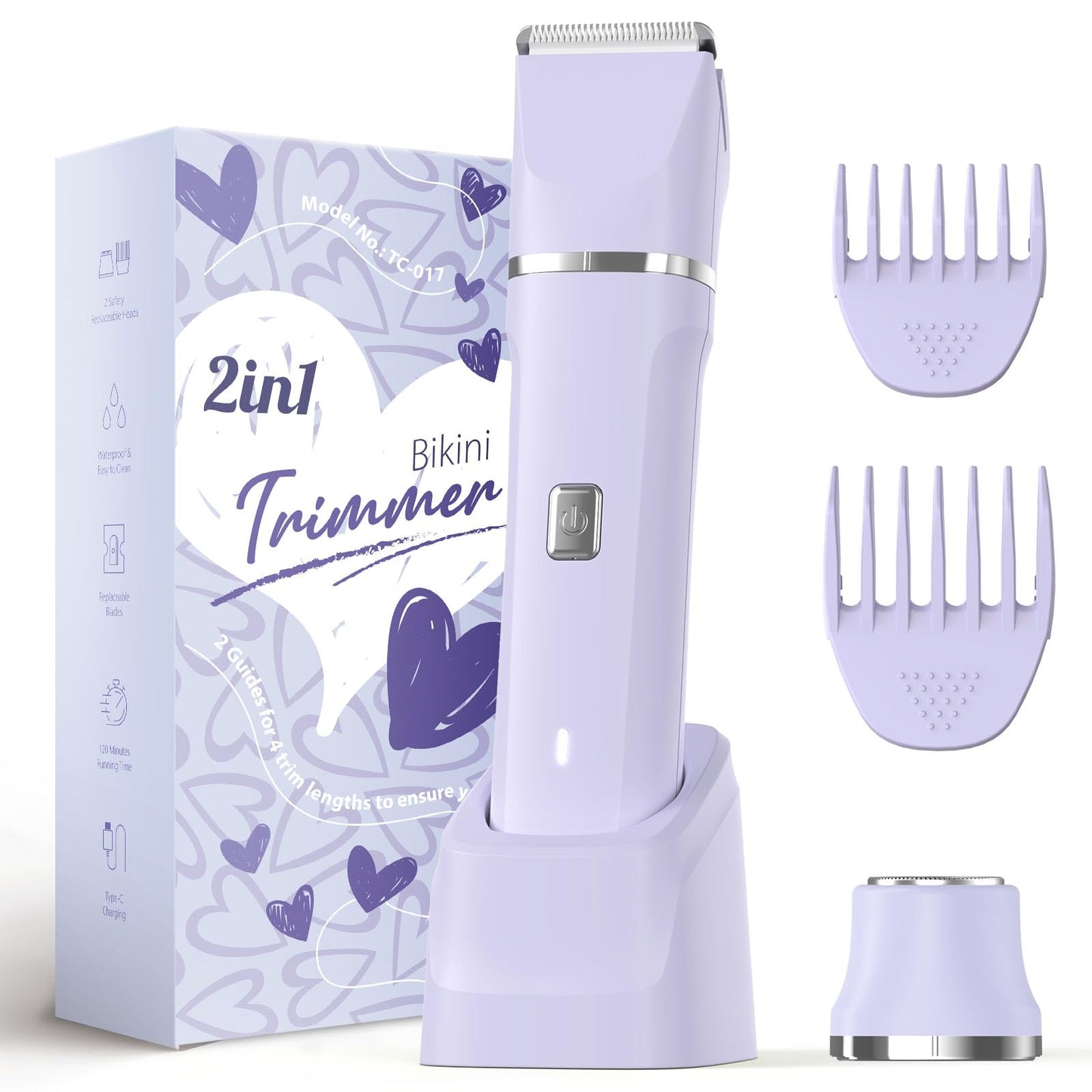 HOTRisina Bikini Trimmer for Women - Painless Electric Razors for Silk Skin,Cordless Body Shaver with Ceramic Blade, Replaceable Lady Razor, IPX7 Waterproof & Easy Cleaning, Birthday Gifts for Women