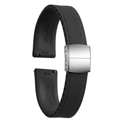 HOTFKM Rubber Watch Strap 20mm, Quick Release Watch Band 22mm for Men Women, Waterproof Soft Premium Fluororubber Cut to Size 18mm 19mm 21mm 23mm 24mm Deployment Clasp