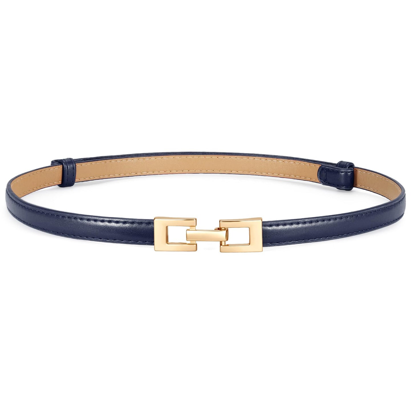 HOTXZQTIVE Women's Thin Leather Belt – Adjustable Casual Office Belt for Dresses Jeans Pants – Gold Buckle, Multi-Color