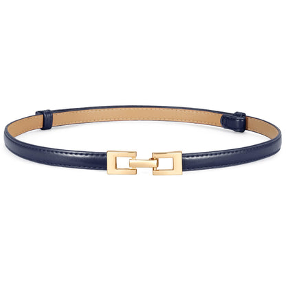 HOTXZQTIVE Women's Thin Leather Belt – Adjustable Casual Office Belt for Dresses Jeans Pants – Gold Buckle, Multi-Color