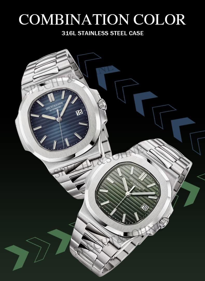HOTSpecht & Söhne Mens Mechanical Watch Automatic Sapphire Crystal Watches for Men 40MM Japan Miyota 8215 Movement 50MWaterproof