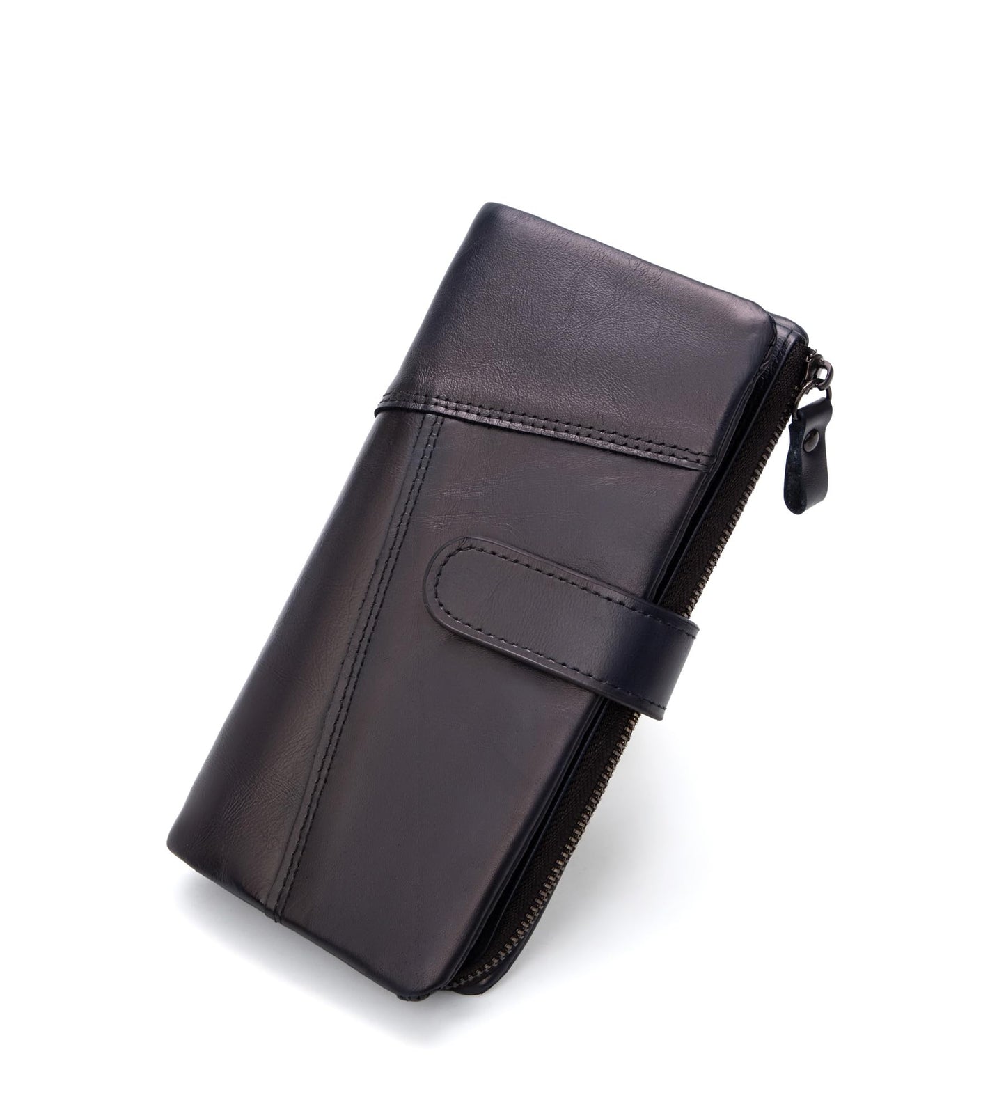 HOTKingTo Genuine Leather RFID Long Wallet for Women, Checkbook Card Holder | 18 card slots, ID windows, bill pockets and RFID blocking organize cash, cards, receipts and travel documents