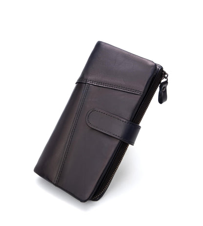 HOTKingTo Genuine Leather RFID Long Wallet for Women, Checkbook Card Holder | 18 card slots, ID windows, bill pockets and RFID blocking organize cash, cards, receipts and travel documents