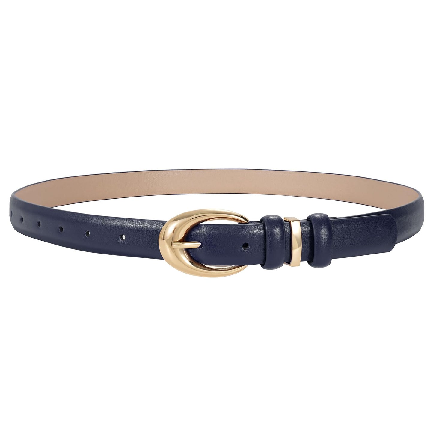 HOTTRIWORKS Women Leather Belt for Jeans Pants Fashion Ladies Skinny Faux Leather Dress belt with Gold Buckle