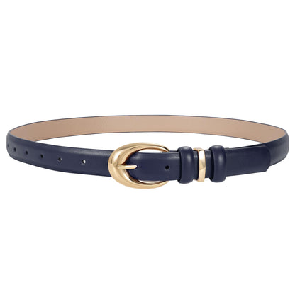 HOTTRIWORKS Women Leather Belt for Jeans Pants Fashion Ladies Skinny Faux Leather Dress belt with Gold Buckle