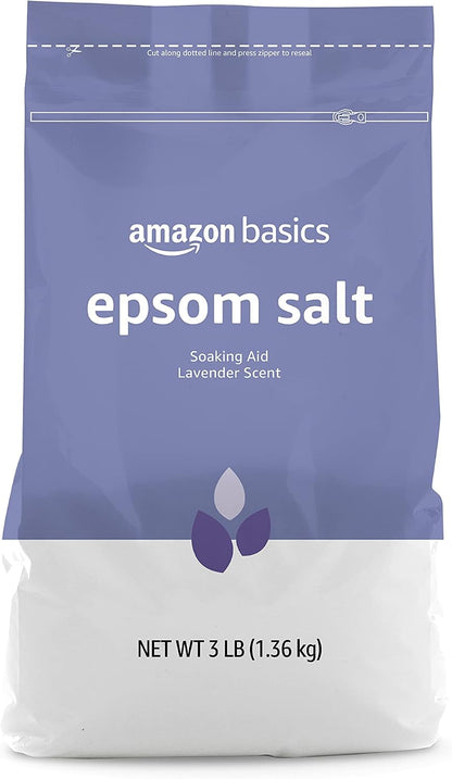 HOTAmazon Basics Epsom Salt Soak, Fragrance Free, Magnesium Sulfate USP for Relaxation and Soothing Foot Soaking, 3 Pound Resealable Bags, 6-Pack