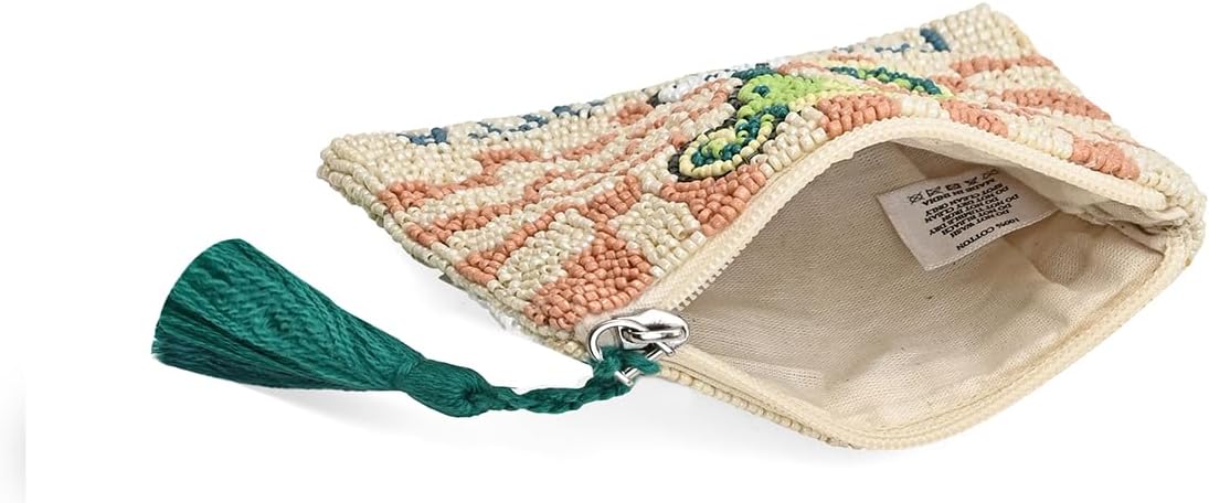 HOTAmerica & Beyond Margarita Beaded Coin Pouch, Multicolor, 5 x 3.5 Inches, Tassel Zipper