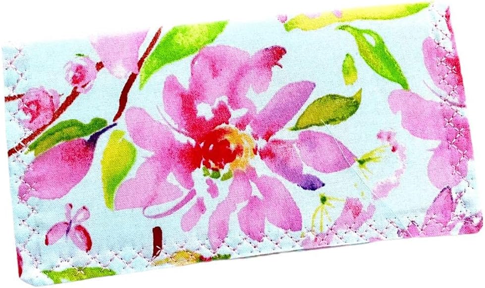 HOTCheckbook Cover - Billfold Wallet - Pink Floral Fabric Checkbook Organizer
