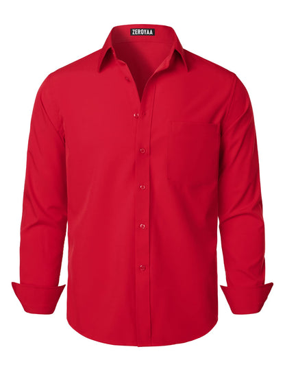 HOTZEROYAA Men's Regular Fit Dress Shirt Solid Wrinkle-Free Long Sleeve Casual Business Button Up Shirts with Pocket
