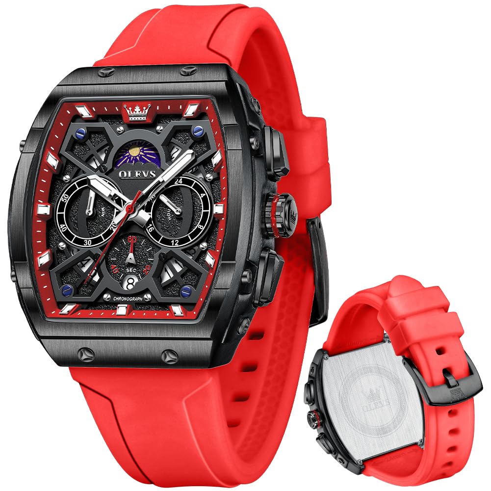 HOTOLEVS Mens Watches Stylish Chronograph Waterproof Luminous Silicon Strap Multifunction Watches for Men Business Men Wrist Watch