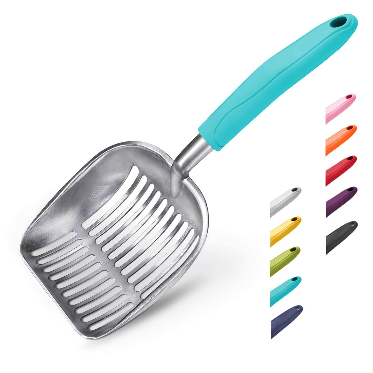 HOTWePet Cat Litter Scoop, Aluminum Alloy Sifter, Kitty Metal Scooper, Deep Shovel, Long Handle, Poop Sifting, Kitten Pooper Lifter, Durable, Heavy Duty, for Litter Box
