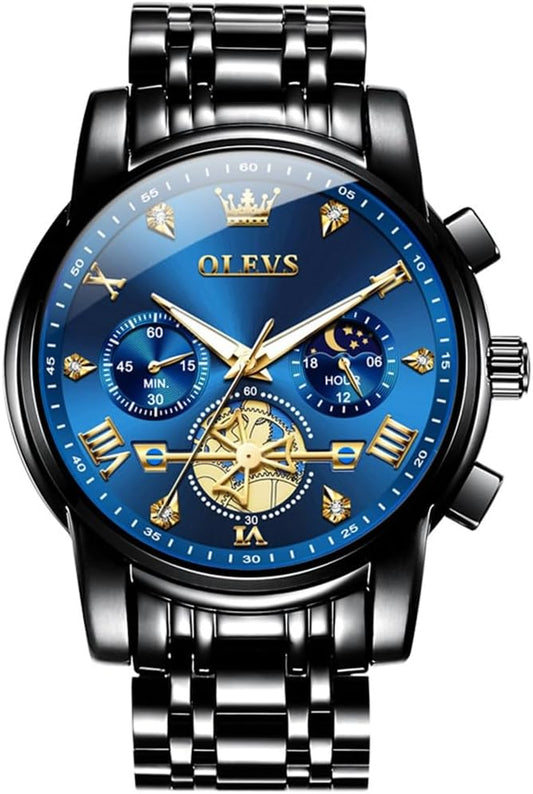 HOTOLEVS Watch Men Waterproof Stainless Steel Quartz Chronograph Analog Watch