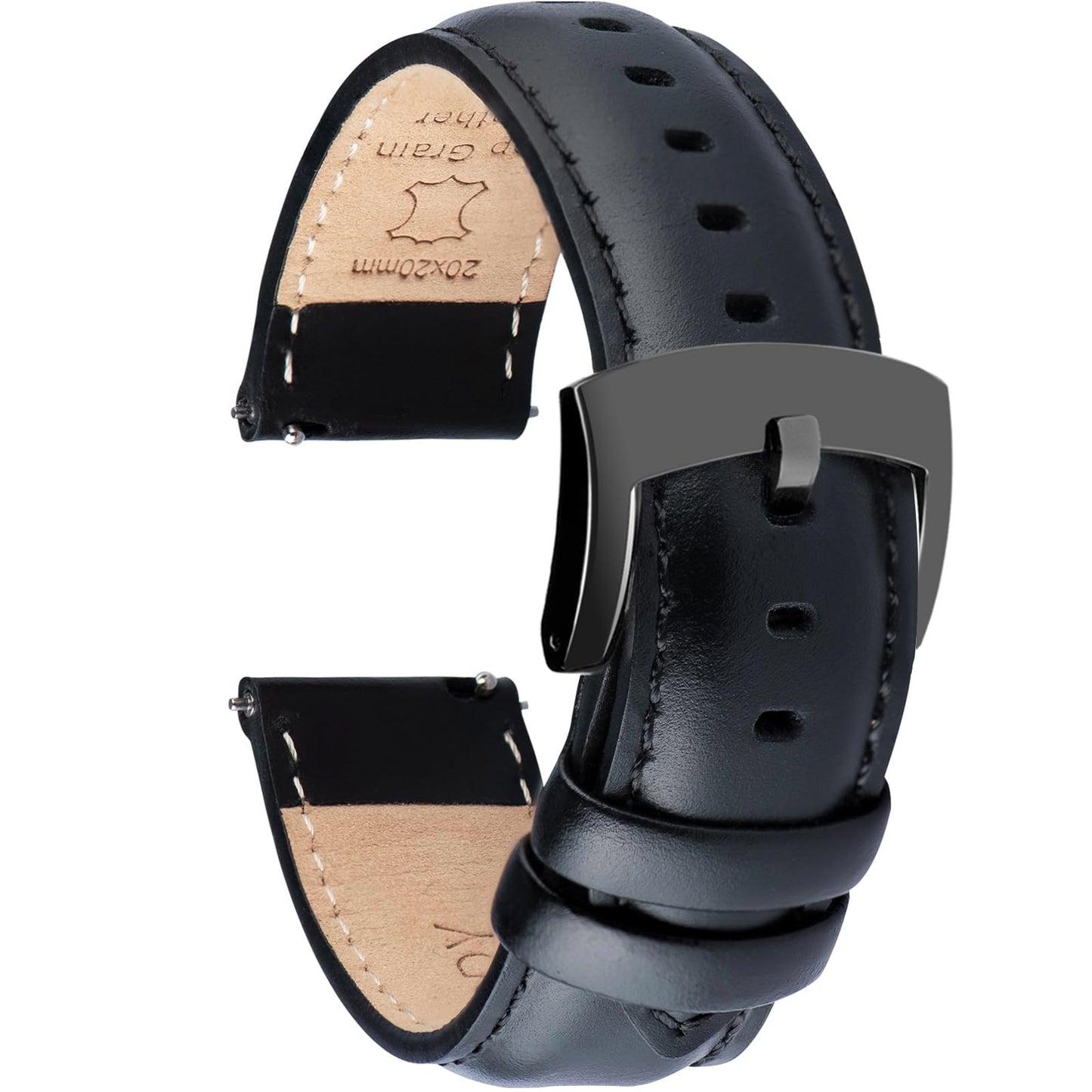HOTOTTOODY Leather Watch Bands Quick Release, Elegant Top Grain Leather Watch Straps for Men & Women, Choice of Color & Width - 18mm, 19mm, 20mm, 21mm or 22mm Wristbands Bracelet for Watch & Smartwatch