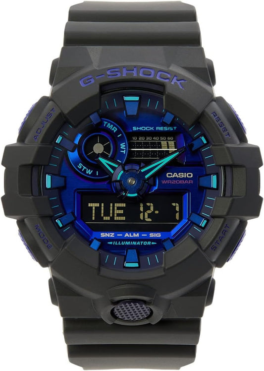 HOTMens G-Shock Virtual Black Metallic Analog/Digital Watch, Blue Violet