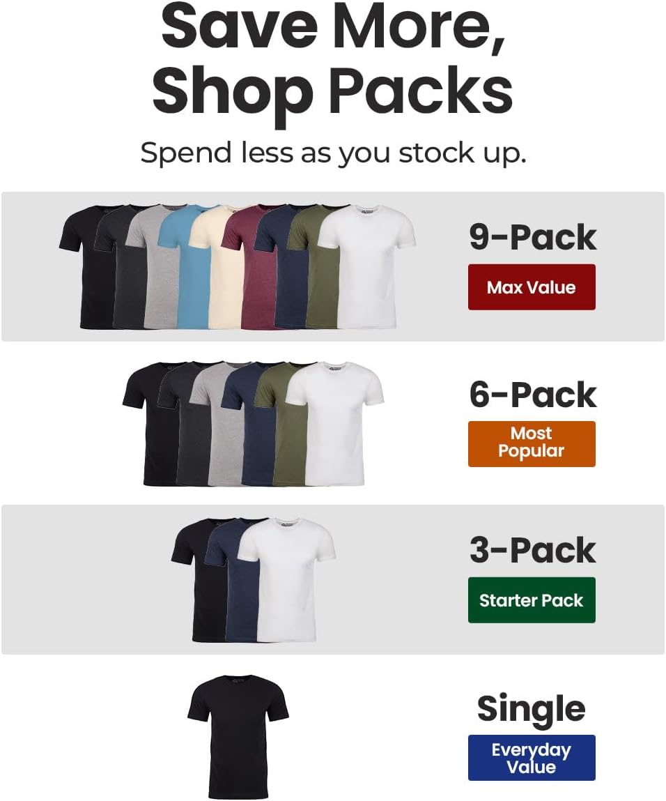 HOTMens T Shirts Soft Cotton Crew Neck Athletic Fit Casual Tees S-4XL | Soft cotton blend casual tee shirts with 4-way stretch - tag-free athletic fit for gym, work & casual wear. A go-to gift.