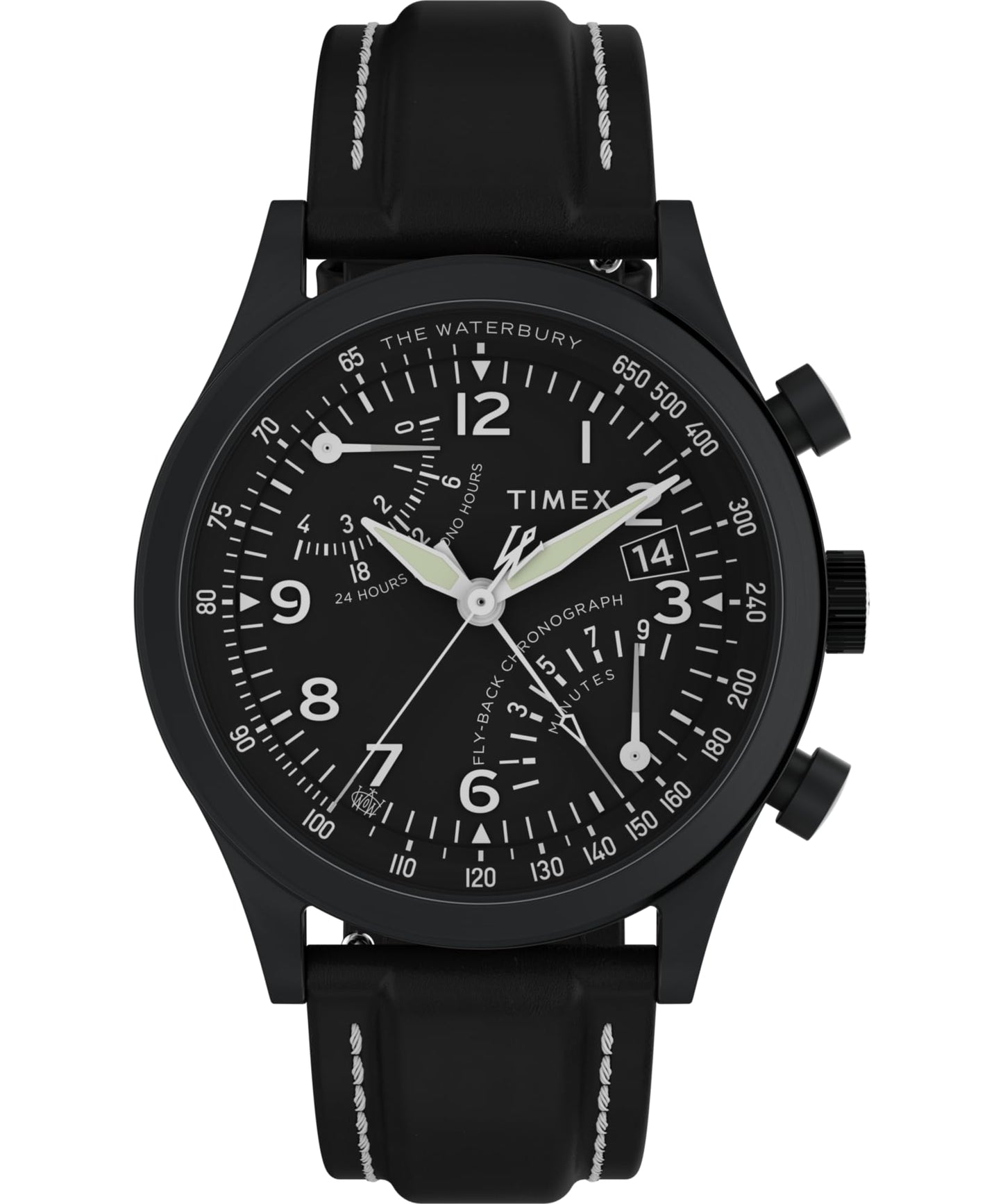HOTTimex Men's Waterbury Chronograph 42mm Watch - Stainless Steel Bracelet Black Dial Stainless Steel Case