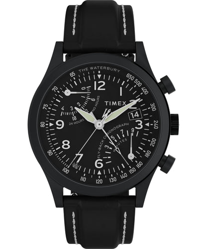 HOTTimex Men's Waterbury Chronograph 42mm Watch - Stainless Steel Bracelet Black Dial Stainless Steel Case
