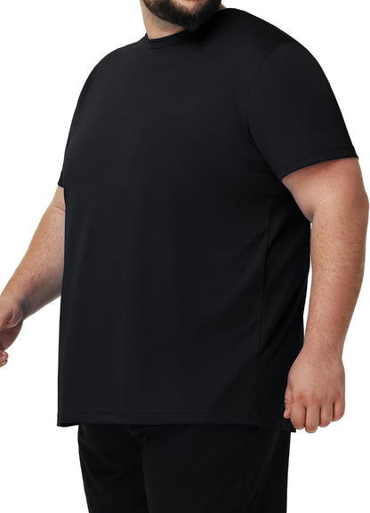 HOTMen's 3 Pack Lightweight Plus Size Short Sleeve T-Shirt Crew Neck Big & Tall Sizes Stretch T-Shirt for Casual Wear