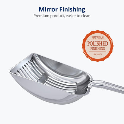 HOTWePet Cat Litter Scoop, Aluminum Alloy Sifter, Kitty Metal Scooper, Deep Shovel, Long Handle, Poop Sifting, Kitten Pooper Lifter, Durable, Heavy Duty, for Litter Box