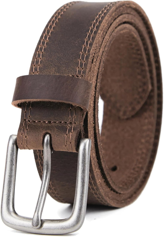 HOTVATAN Men's Full Grain Leather Casual Every Day Jeans Belts, Handmade Men Leather Belt with Gift Box
