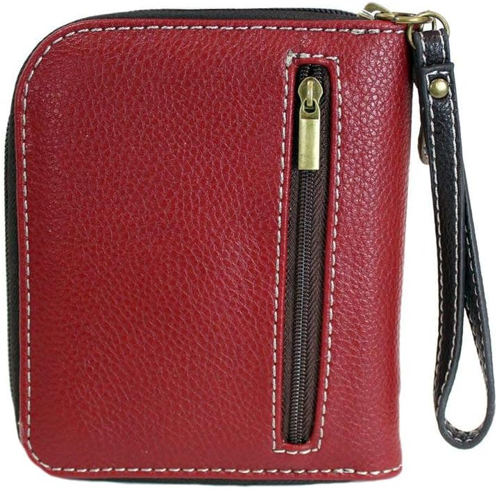 HOTChala Paw Print Zip-Around Wristlet Wallet, Dog Mom Gift Dog Lover (Burguny/Teal)