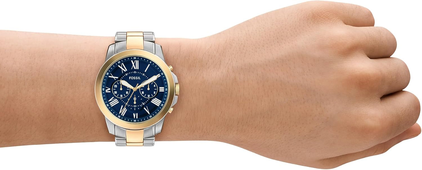 HOTFossil Men's Watch, Grant Quartz Stainless Steel Chronograph Watch for Men