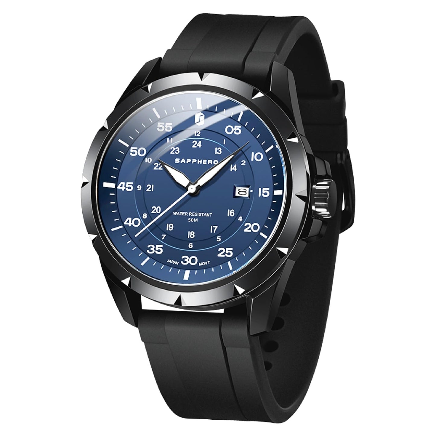 HOTSAPPHERO Mens Watch 50M Waterproof Luminous Quartz Analog Watches with Date Display Casual Stylish Work Business Classic Silicone Strap Men's Wrist Watches Elegant Gifts for Men