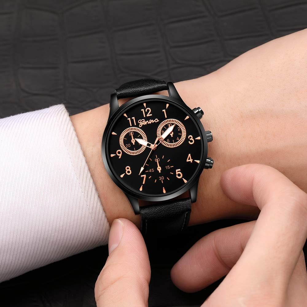 HOT6 Pack Men's Leather Quartz Watch Geneva Casual Dress Wrist Band Watches Wholesale Lots Set