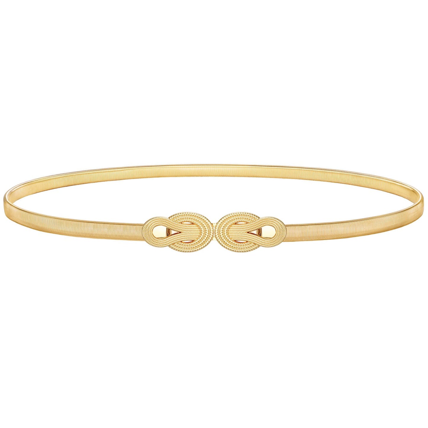 HOTVONMELLI Women's Skinny Metal Cinch Belt for Dress Stretch Thin Waist Belt Gold/Sliver Elastic Belts