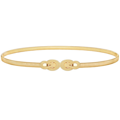 HOTVONMELLI Women's Skinny Metal Cinch Belt for Dress Stretch Thin Waist Belt Gold/Sliver Elastic Belts